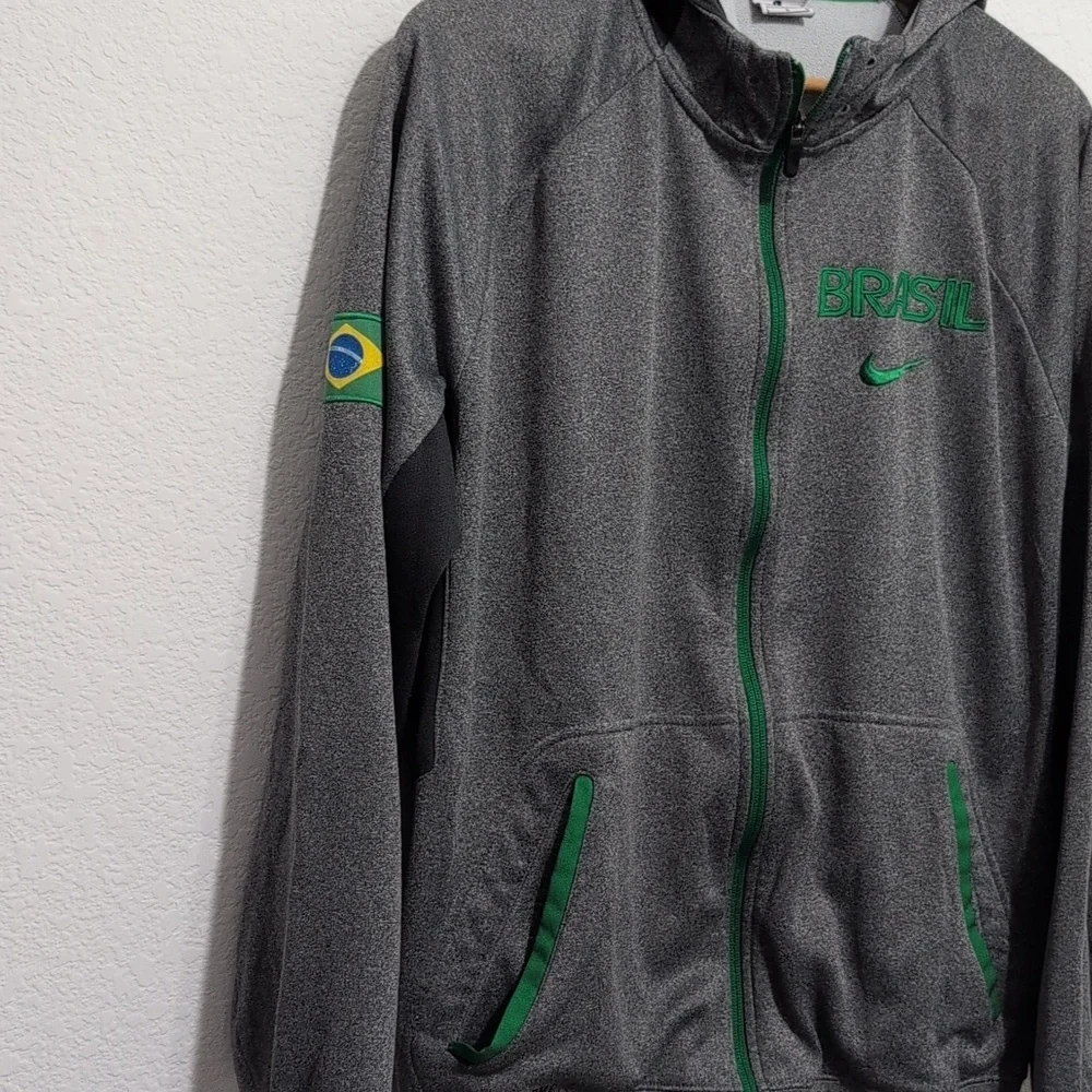 Nike Therma-Fit Brasil Zip Up Hoodie Jacket Mens Sze Large Soccer Futbol Warm Up